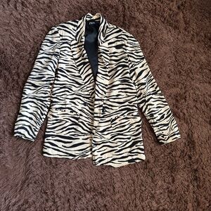 Zara Zebra Print Blazer - Black and White